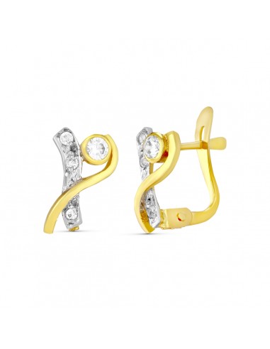 18K PENDIENTES ORO BICOLOR CIRCONITA 10X6 MM. CIERRE CATALAN