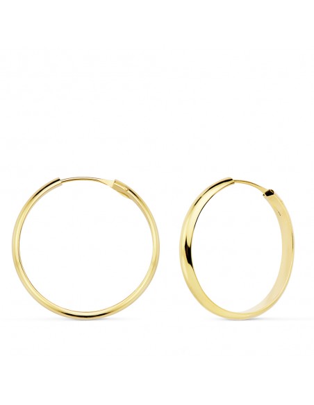 18K AROS ORO AMARILLO MEDIA CAÑA LISOS LIGEROS 23 X 3 MM.