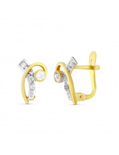 18K PENDIENTES ORO BICOLOR CIRCONITA 11X7 MM. CIERRE CATALAN