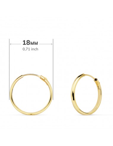 18K AROS ORO AMARILLO MEDIA CAÑA LISOS LIGEROS 18 X 2 MM.