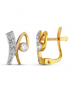 18K PENDIENTES ORO BICOLOR CIRCONITA 10X7 MM CIERRE CATALAN