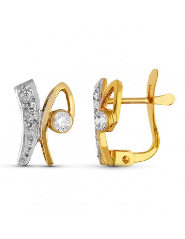 18K PENDIENTES ORO BICOLOR CIRCONITA 10X7 MM CIERRE CATALAN