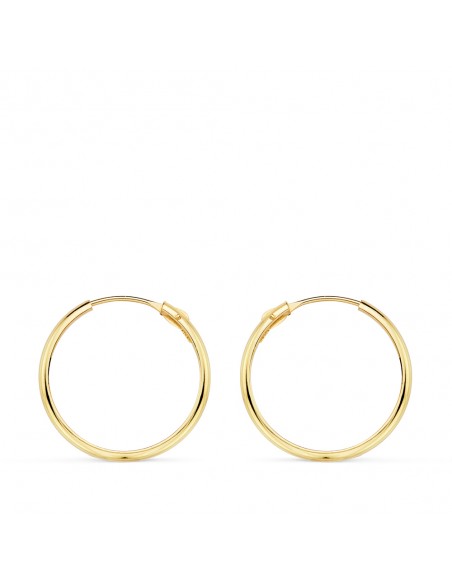 18K AROS ORO AMARILLO MEDIA CAÑA LISOS LIGEROS 18 X 2 MM.