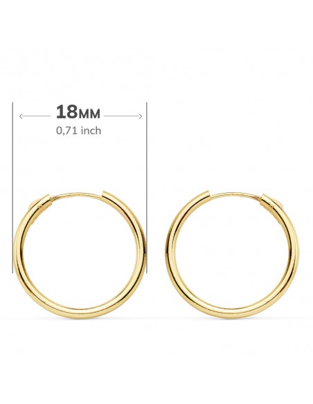 18K AROS ORO AMARILLO REDONDOS LISOS LIGEROS 18 X 1,50 MM
