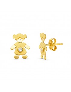 18K PENDIENTES ORO AMARILLO NIÑA 11X8 MM CIERRE PRESION