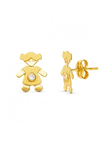18K PENDIENTES ORO AMARILLO NIÑA 11X8 MM CIERRE PRESION