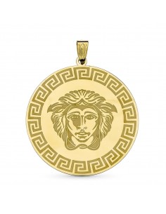 18K COLGANTE MEDUSA ORO AMARILLO  GRECA 32X30 MM