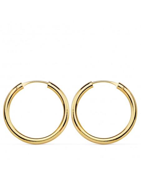 18K AROS ORO AMARILLO REDONDOS LISOS LIGEROS 20 X 2 MM.
