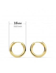 18K AROS ORO AMARILLO REDONDOS LISOS LIGEROS 16 X 2,5 MM 2