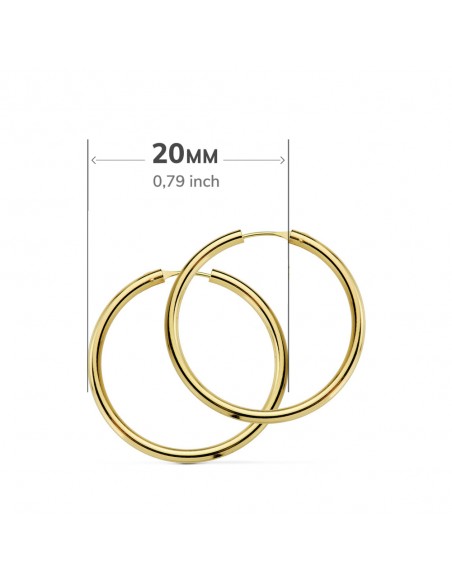 18K AROS ORO AMARILLO REDONDOS LISOS LIGEROS 20X2.5MM.