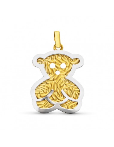 18K COLGANTE ORO BICOLOR OSO MATE Y BRILLO