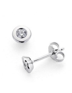 18K PENDIENTES ORO BLANCO DIAMANTES NATURALES SI-H TALLA BRILLANTE 0 200 QTS. MEDIDA: 5MM CIERRE PRESION