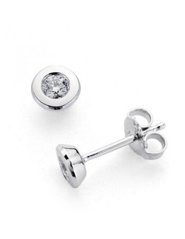 18K PENDIENTES ORO BLANCO DIAMANTES NATURALES SI-H TALLA BRILLANTE 0 200 QTS. MEDIDA: 5MM CIERRE PRESION