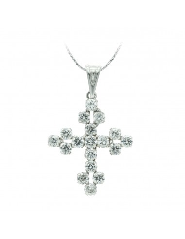 18K CRUZ ORO BLANCO CON CIRCONITA 25X20 MM