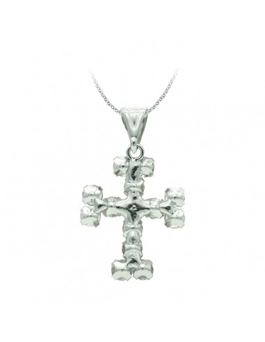 18K CRUZ ORO BLANCO CON CIRCONITA 20X15 MM