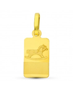 18K PLACA CHAPA ORO AMARILLO BEBE CABALLO 16X8 MM