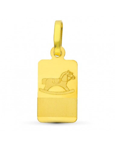 18K PLACA CHAPA ORO AMARILLO BEBE CABALLO 16X8 MM