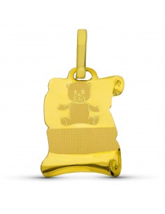 18K COLGANTE PERGAMINO ORO AMARILLO OSO 16X11 MM