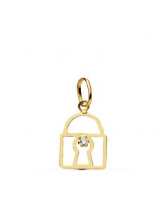 18K COLGANTE ORO AMARILLO CANDADO CIRCONITA 11X10 MM C. AMOR