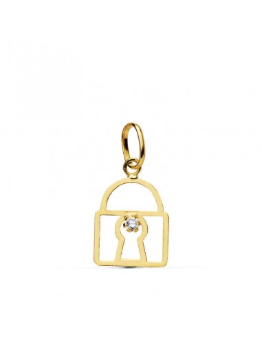 18K COLGANTE ORO AMARILLO CANDADO CIRCONITA 11X10 MM C. AMOR