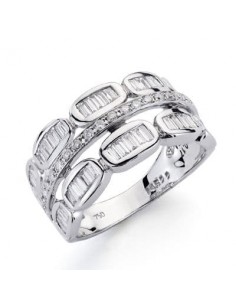 18K SORTIJA ORO BLANCO DIAMANTES NATURALES TALLA BRILLANTE 0.120/0.450  QTS. ANCHO: 10MM