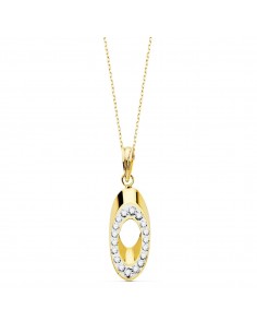 18K COLGANTE BICOLOR OVAL CIRCONITA CON CADENA