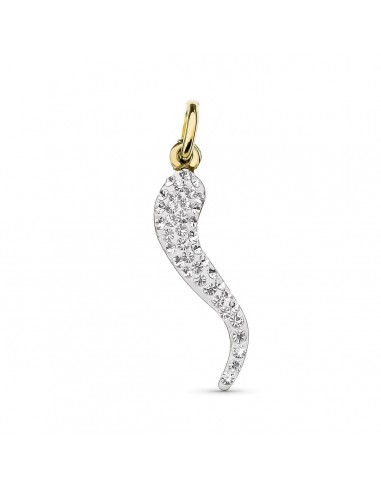 18K COLGANTE ORO AMARILLO AMULETO CUERNO CIRCONITA 25X6 MM