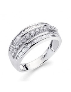 18K SORTIJA ORO BLANCO DIAMANTES NATURALES TALLA BRILLANTE 0.273/0.38  QTS. ANCHO: 8MM