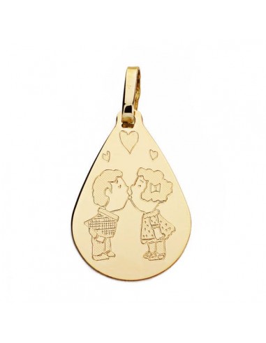 18K COLGANTE ORO AMARILLO GOTA PAREJA 21X14 MM C. AMOR