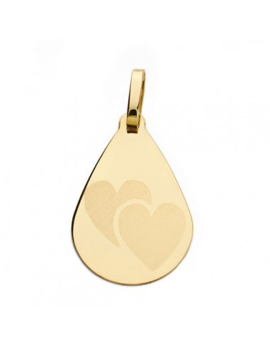 18K COLGANTE ORO AMARILLO GOTA CORAZONES 21X14 MM C. AMOR