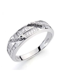 18K SORTIJA ORO BLANCO DIAMANTES NATURALES  TALLA BRILLANTE 0.030/0.410  QTS. ANCHO: 5MM