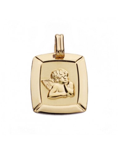 18K MEDALLA ORO AMARILLO ANGEL BURLON LASER 20X17 MM