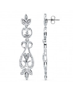 18K PENDIENTES ORO BLANCO CIRCONITAS PRESION