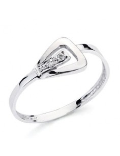 18K SORTIJA ORO BLANCO DIAMANTES NATURALES TALLA BRILLANTE 0 016  QTS. 8 X 7MM