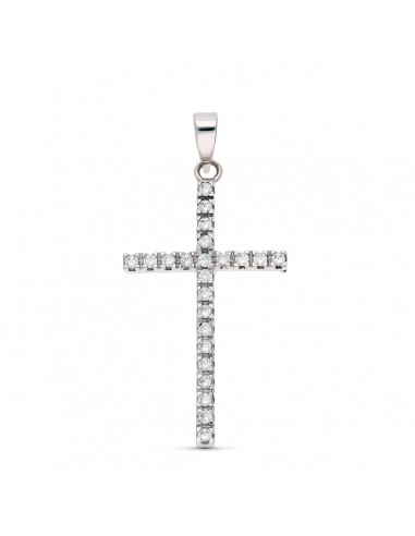 18K CRUZ ORO BLANCO CIRCONITA 31X17 MM
