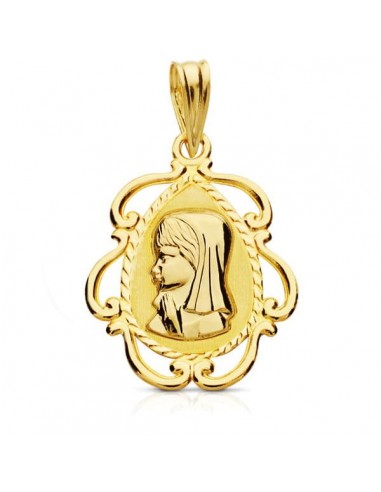 18K MEDALLA ORO AMARILLO VIRGEN NIÑA LAGRIMA 22X16 MM