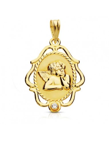 18K MEDALLA ORO AMARILLO ANGEL CERCO. 24X17 MM