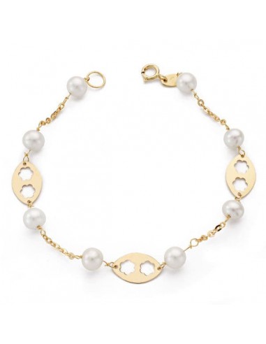 18K PULSERA COMUNION ORO AMARILLO PERLA 5.5 MM 17.50CM