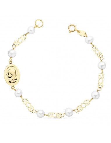 18K PULSERA COMUNION ORO AMARILLO PERLA 5 MM 16.5CM