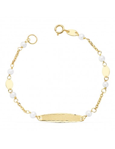 18K PULSERA ESCLAVA COMUNION ORO AMARILLO PERLAS 3.5MM 15CM