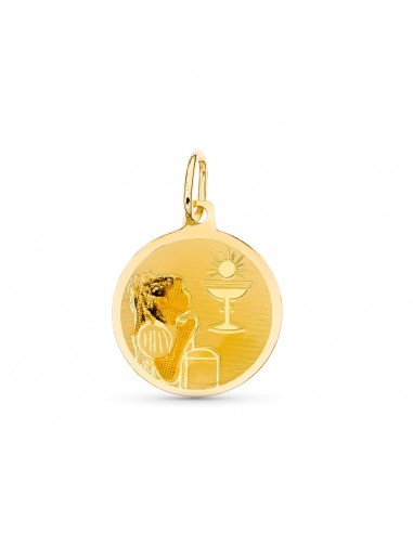 18K MEDALLA ORO AMARILLO ESMALTADA NIÑA 15 MM