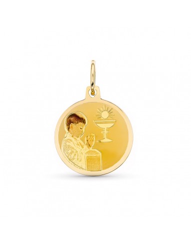 18K MEDALLA ORO AMARILLO ESMALTADA NIÑO 15 MM