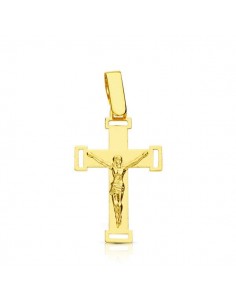 18K CRUZ ORO AMARILLO CON CRISTO CALADA 22X13 MM