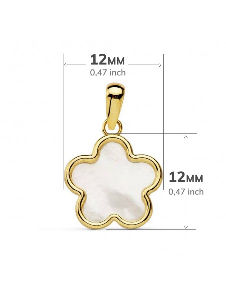 18K COLGANTE FLOR NACAR. 12 X 12 MM.