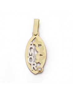 18K COLGANTE ORO AMARILLO AMOR MARIPOSAS. 22X10 MM