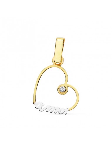 18K COLGANTE ORO AMARILLO CORAZON AMOR 14X14 MM C. AMOR
