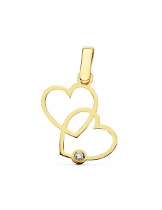 18K COLGANTE ORO AMARILLO 2 CORAZONES 17X15 MM C. AMOR