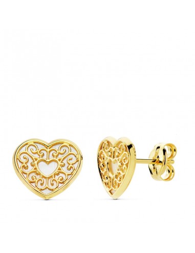 18K PENDIENTES ORO AMARILLO CORAZON NACAR 9 X 8 MM.