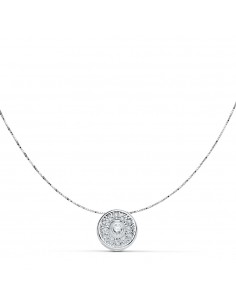 18K COLGANTE CIRCONITAS ORO BLANCO 8MM.CADENA 42CM