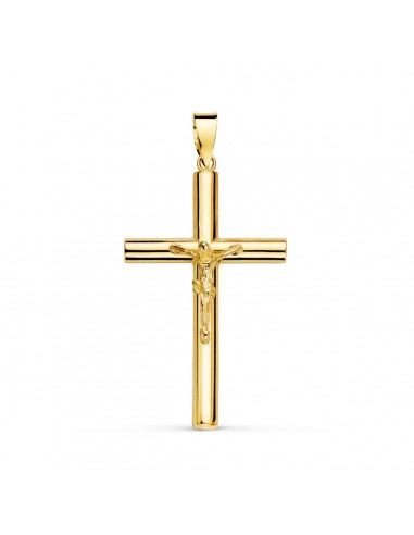 18K CRUZ ORO AMARILLO CON CRISTO TUBO HUECO. 30 X 18 X 3 MM